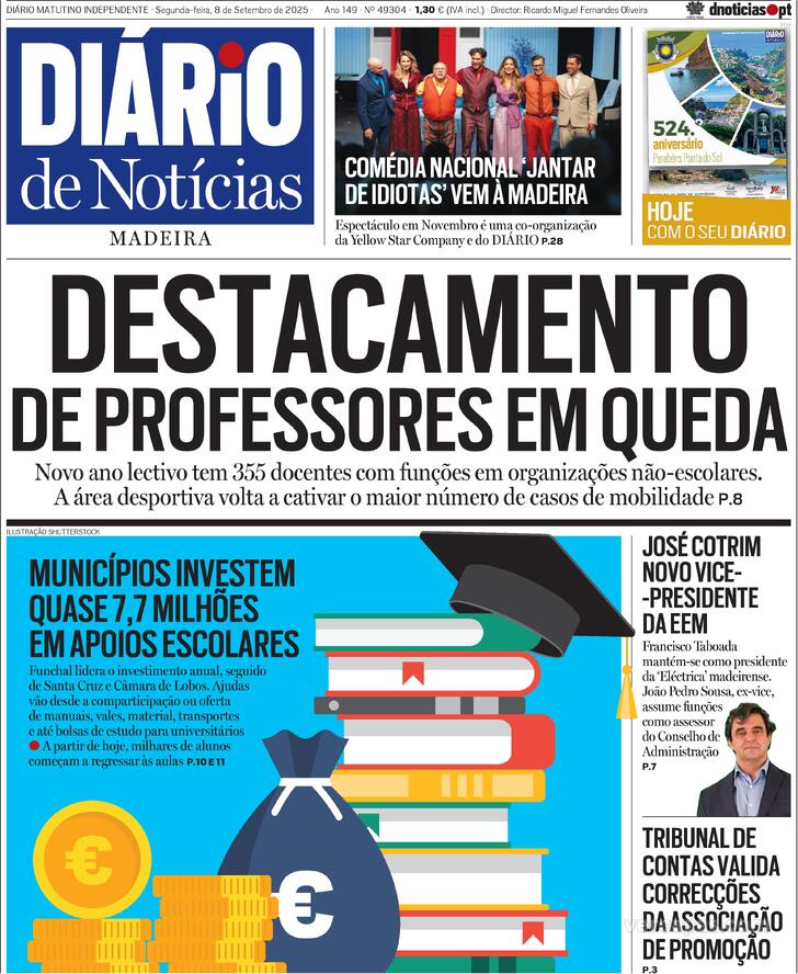 Capa Dirio de Notcias da Madeira - 2025-09-08