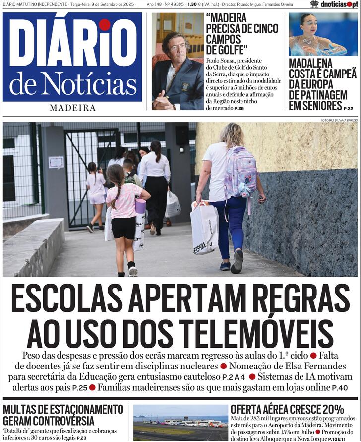 Capa Dirio de Notcias da Madeira - 2025-09-09