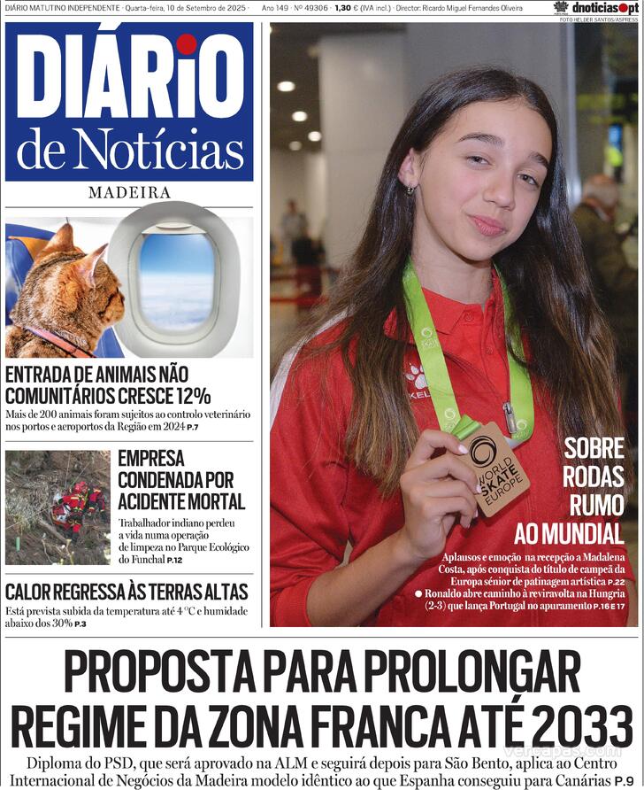 Capa Dirio de Notcias da Madeira - 2025-09-10