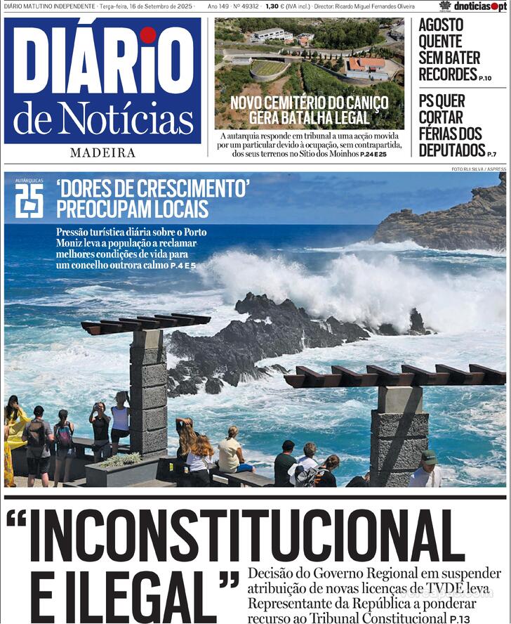 Capa Dirio de Notcias da Madeira - 2025-09-16