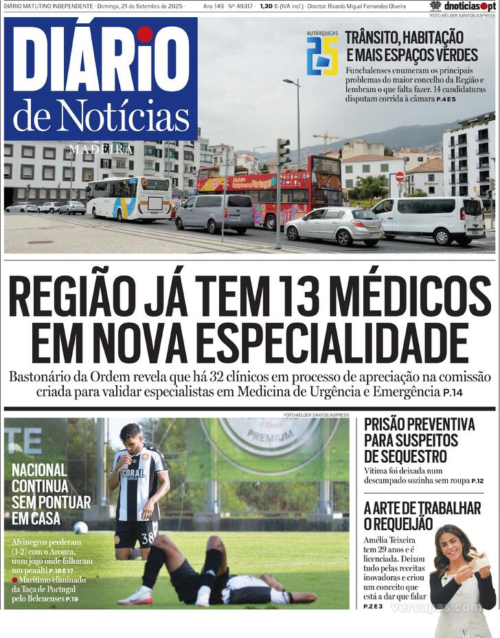 Capa Dirio de Notcias da Madeira - 2025-09-21
