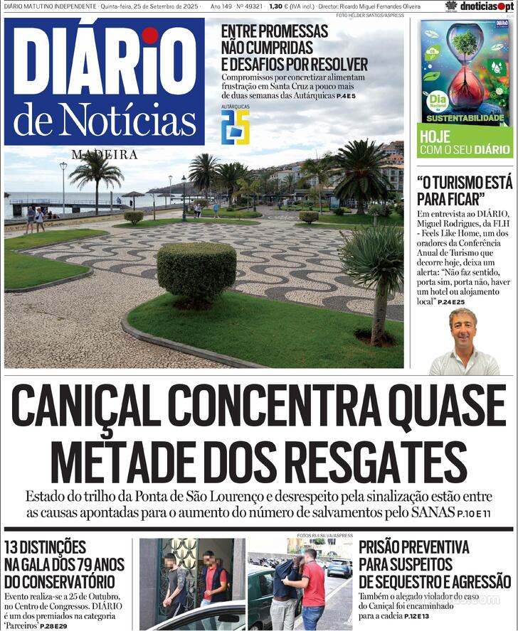 Capa Dirio de Notcias da Madeira - 2025-09-25