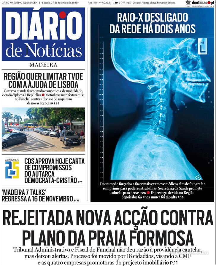 Capa Dirio de Notcias da Madeira - 2025-09-27