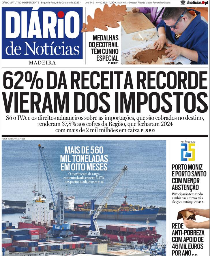 Capa Dirio de Notcias da Madeira - 2025-10-06