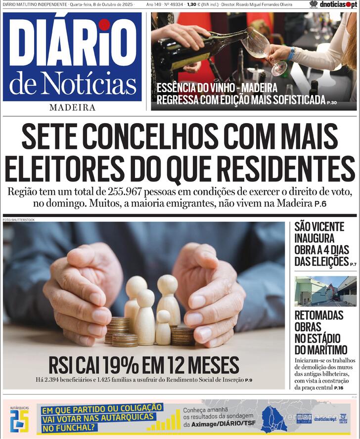 Capa Dirio de Notcias da Madeira - 2025-10-08