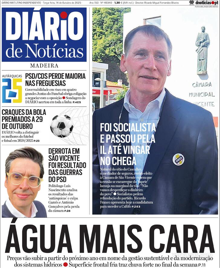 Capa Dirio de Notcias da Madeira - 2025-10-14