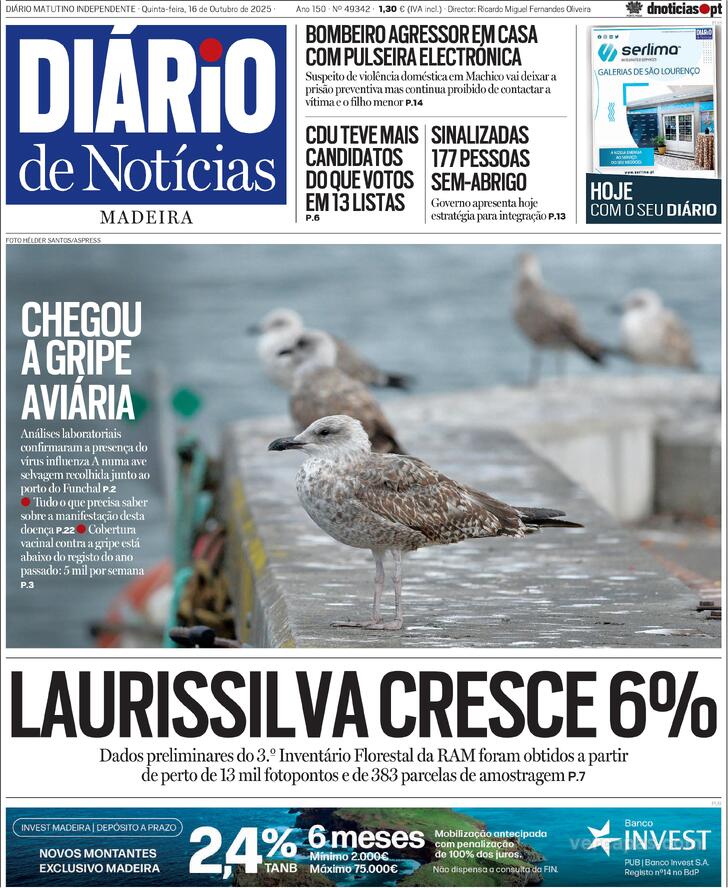 Capa Dirio de Notcias da Madeira - 2025-10-16