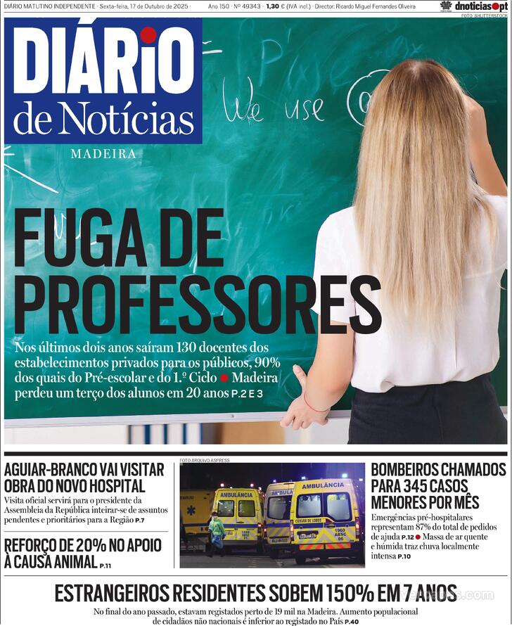 Capa Dirio de Notcias da Madeira - 2025-10-17