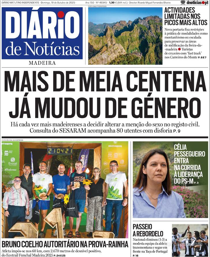 Capa Dirio de Notcias da Madeira - 2025-10-19