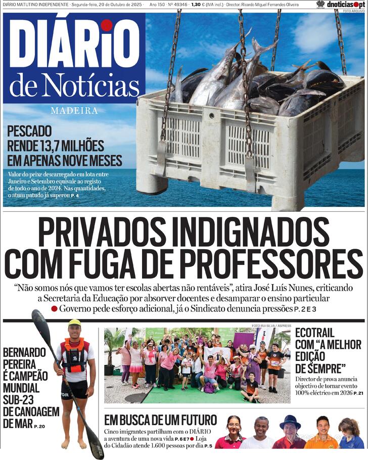 Capa Dirio de Notcias da Madeira - 2025-10-20