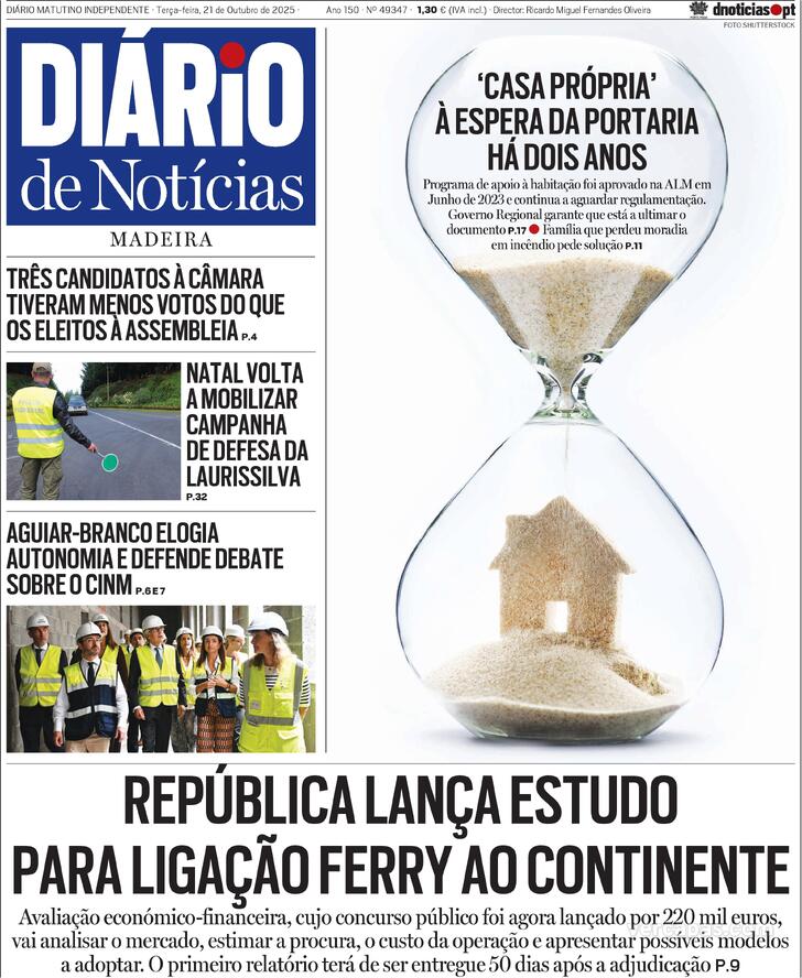 Capa Dirio de Notcias da Madeira - 2025-10-21