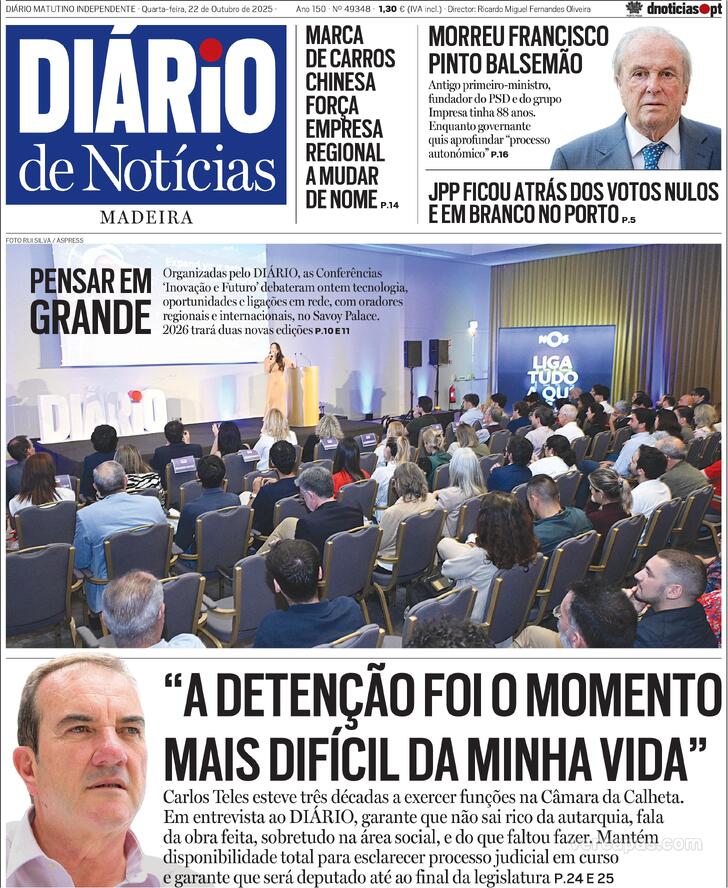 Capa Dirio de Notcias da Madeira - 2025-10-22