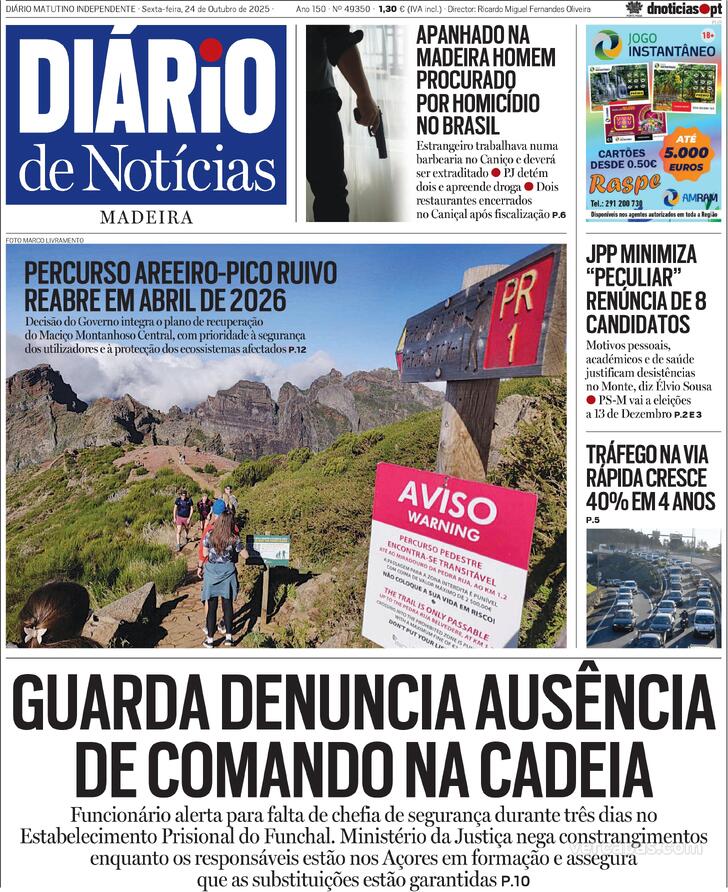 Capa Dirio de Notcias da Madeira - 2025-10-24