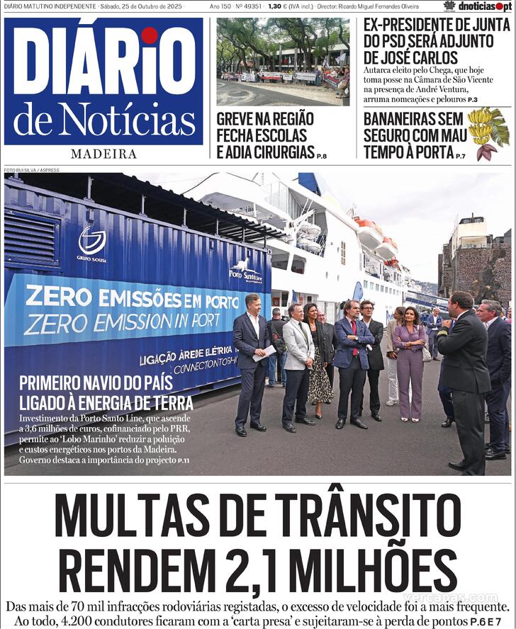 Capa Dirio de Notcias da Madeira - 2025-10-25
