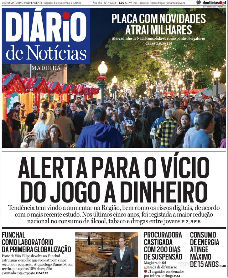 Capa Di�rio de Not�cias da Madeira - 2025-12-06