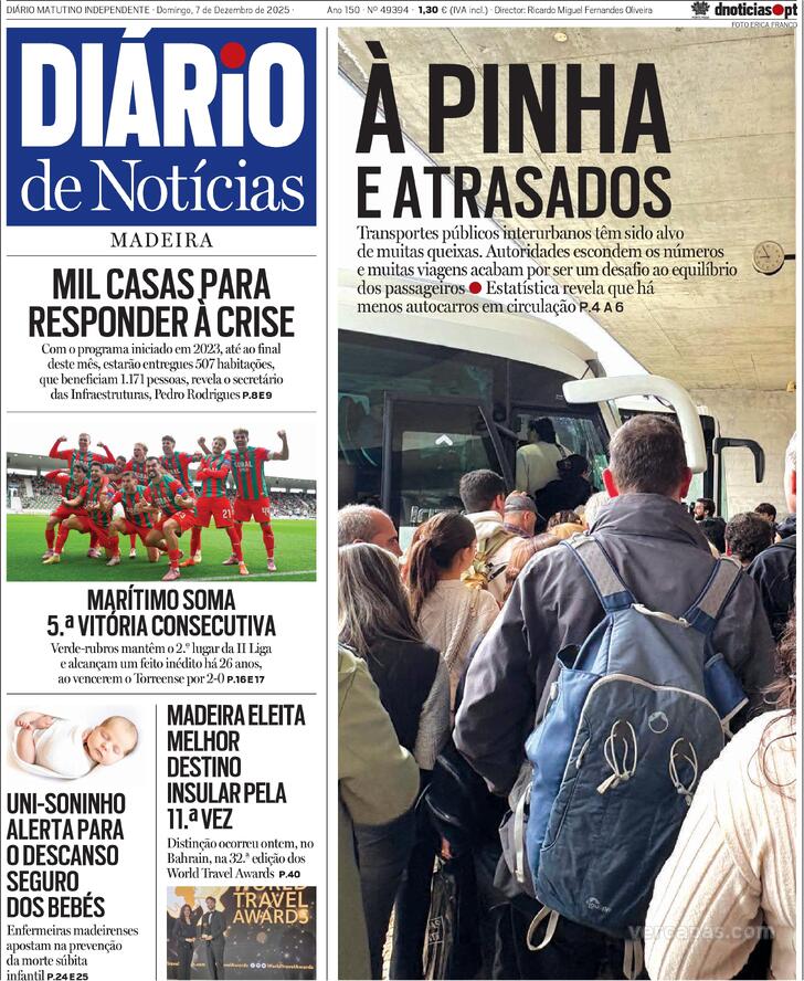 Capa Di�rio de Not�cias da Madeira - 2025-12-07