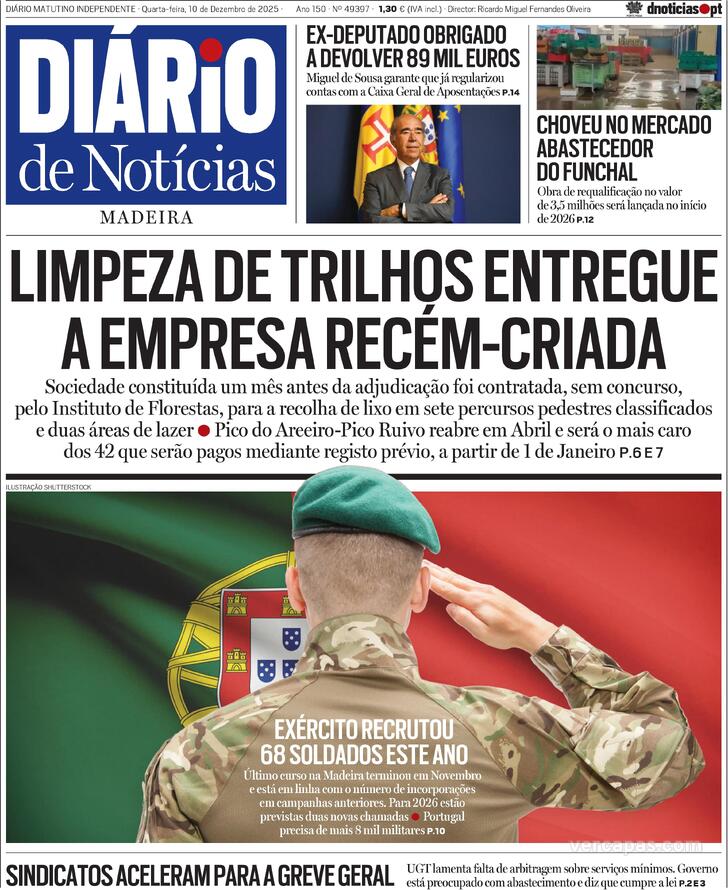 Capa Di�rio de Not�cias da Madeira - 2025-12-10