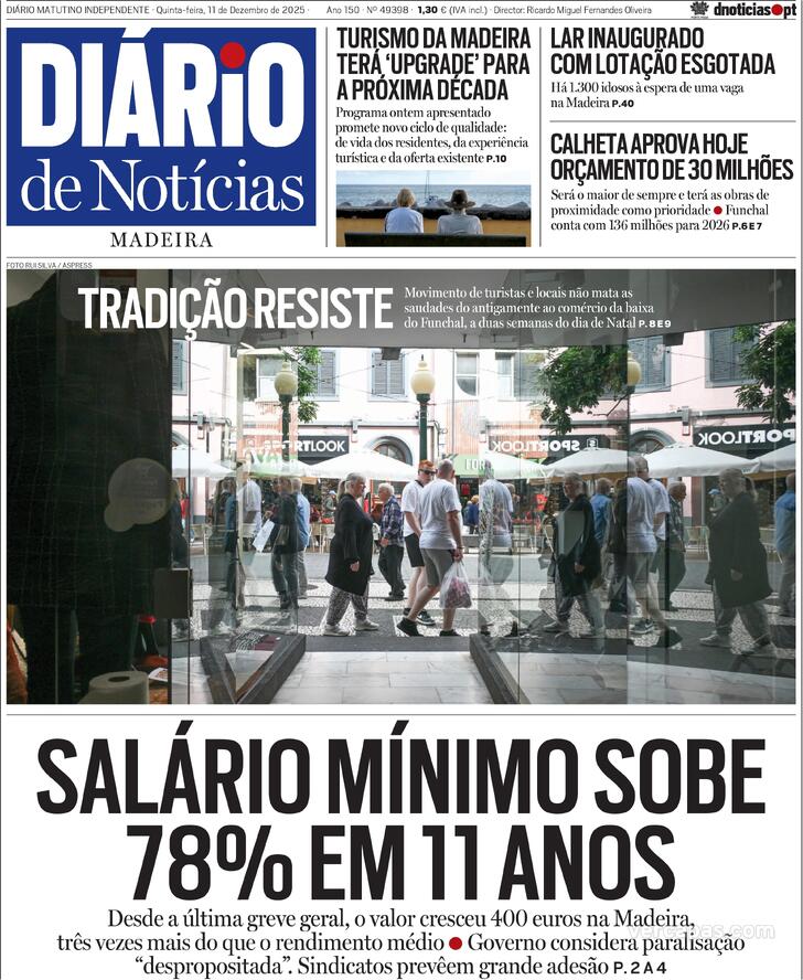 Capa Di�rio de Not�cias da Madeira - 2025-12-11