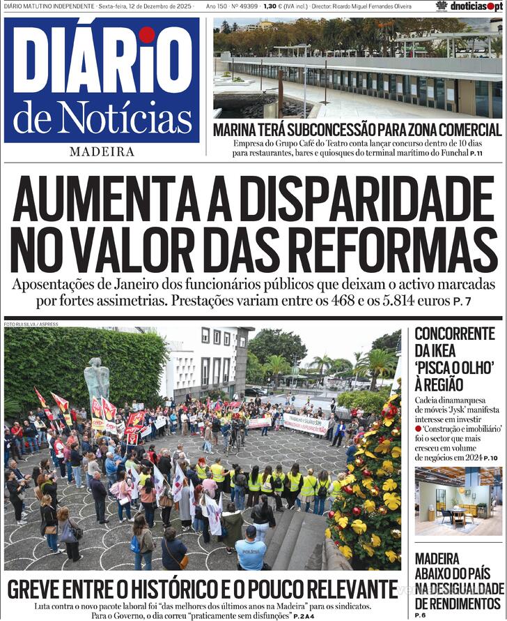 Capa Di�rio de Not�cias da Madeira - 2025-12-12