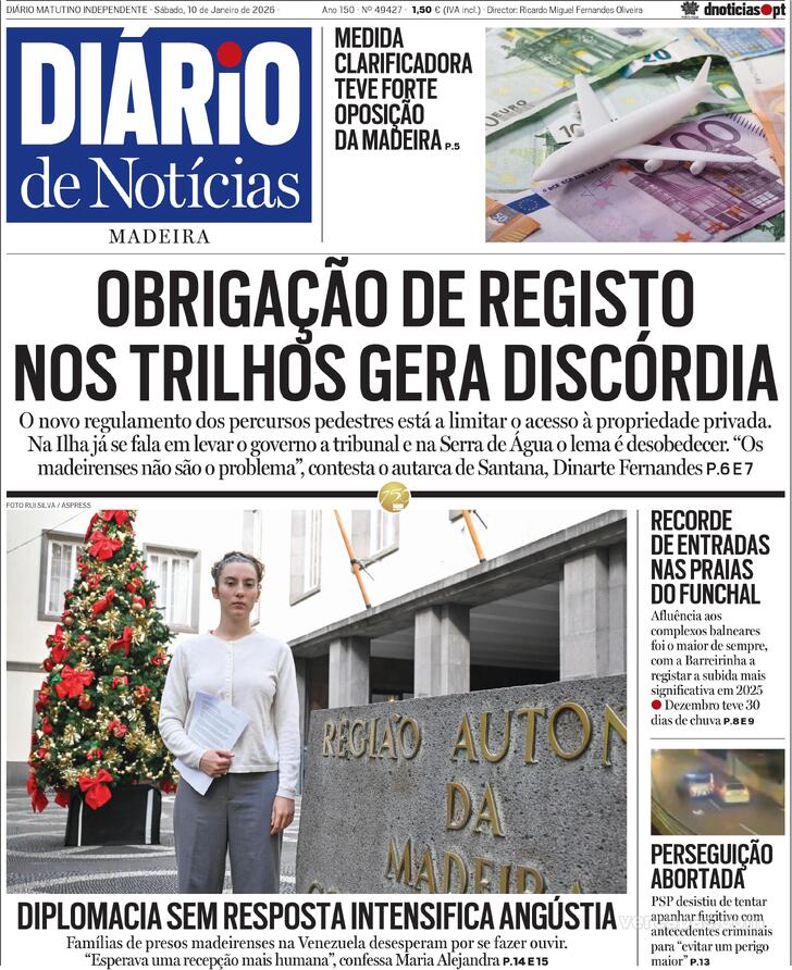 Capa Di�rio de Not�cias da Madeira - 2026-01-10