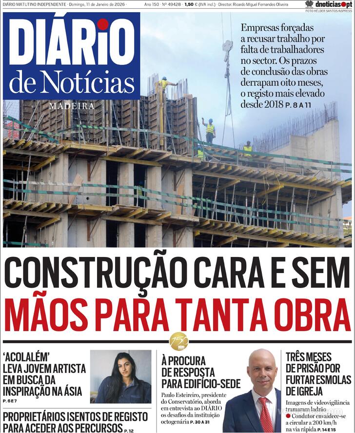 Capa Di�rio de Not�cias da Madeira - 2026-01-11