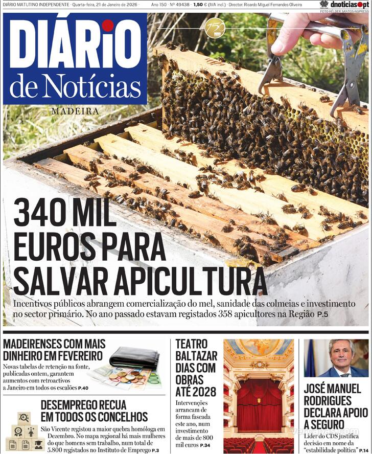 Capa Di�rio de Not�cias da Madeira - 2026-01-21