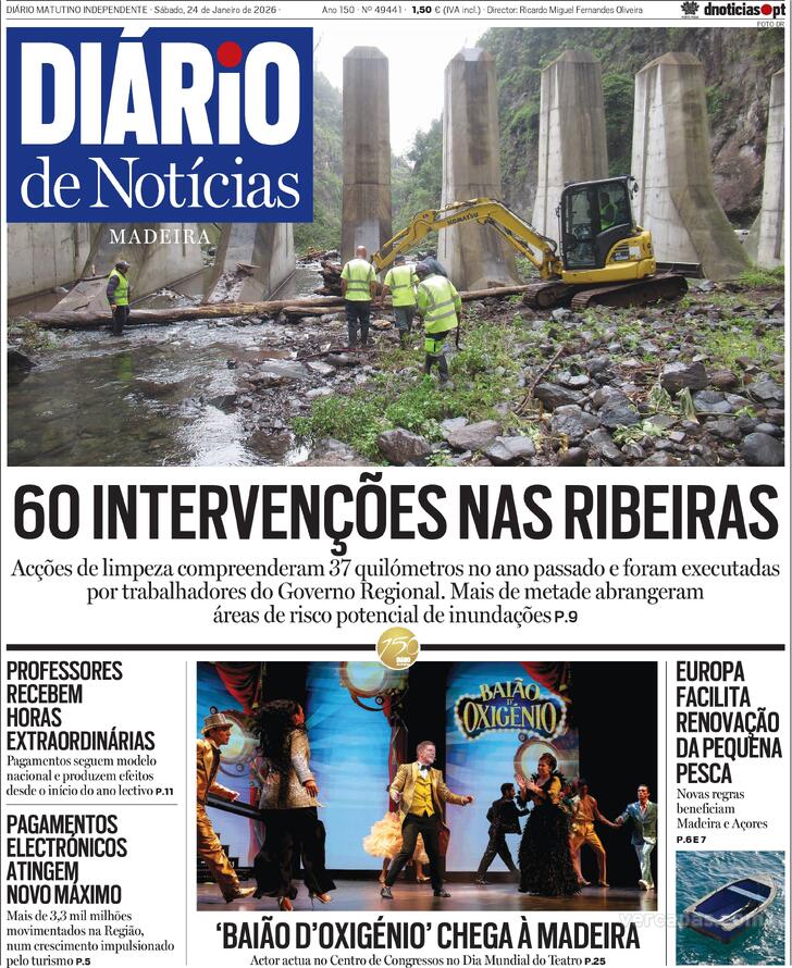 Capa Di�rio de Not�cias da Madeira - 2026-01-24