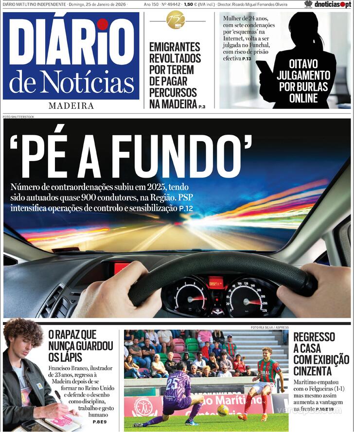 Capa Di�rio de Not�cias da Madeira - 2026-01-25