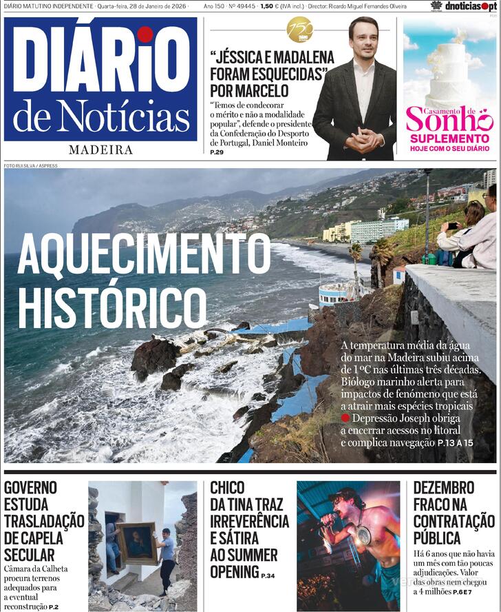 Capa Di�rio de Not�cias da Madeira - 2026-01-28