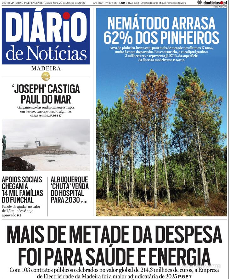 Capa Di�rio de Not�cias da Madeira - 2026-01-29