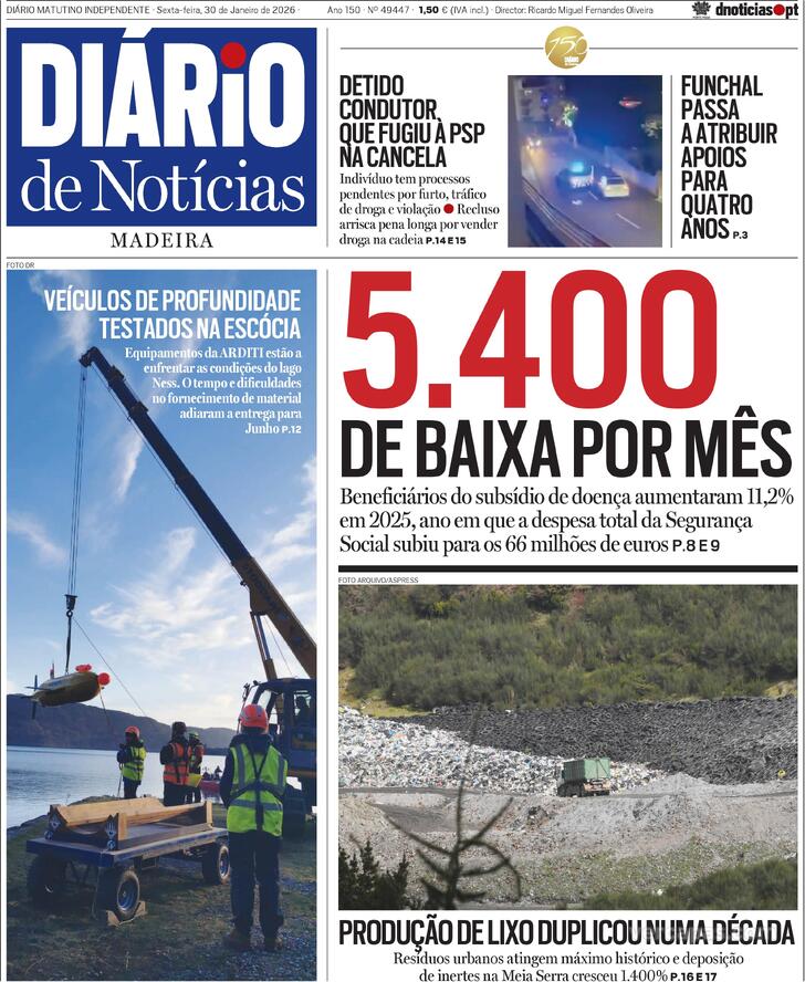 Capa Di�rio de Not�cias da Madeira - 2026-01-30