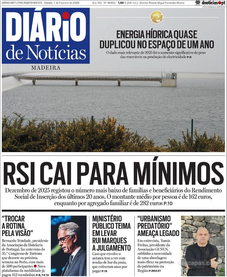 Capa Di�rio de Not�cias da Madeira - 2026-02-07