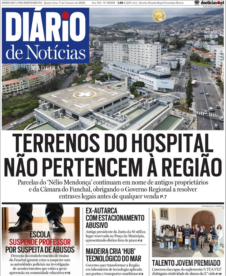 Capa Di�rio de Not�cias da Madeira - 2026-02-11