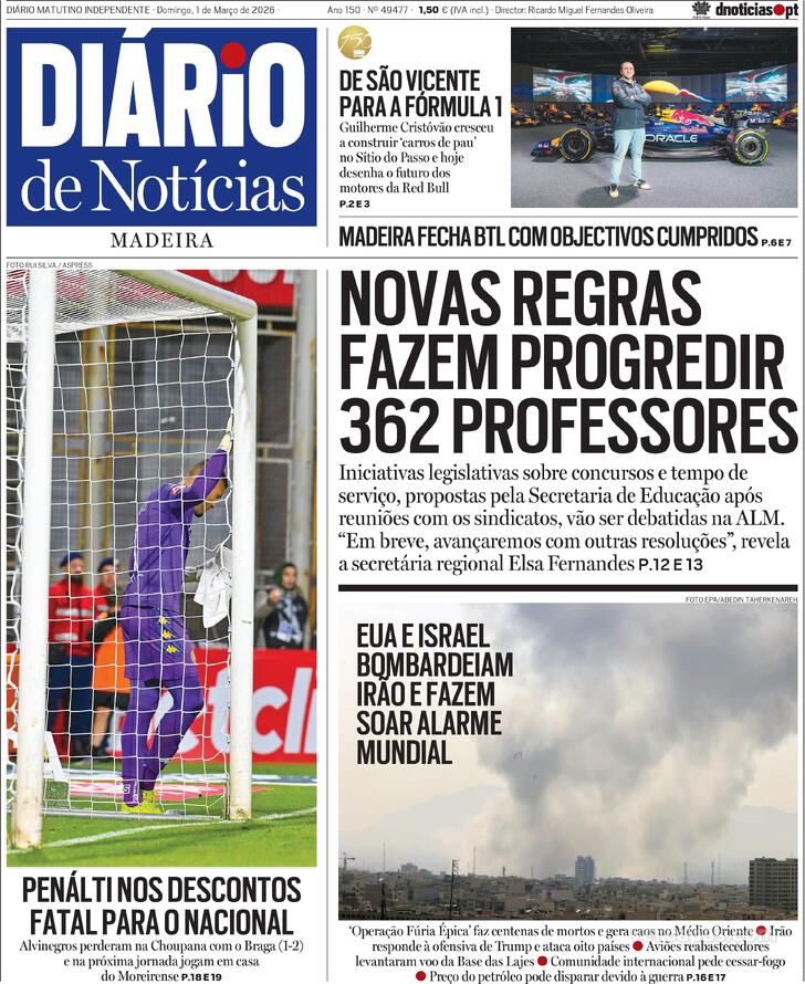 Capa Di�rio de Not�cias da Madeira - 2026-03-01