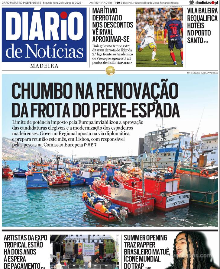 Capa Di�rio de Not�cias da Madeira - 2026-03-02