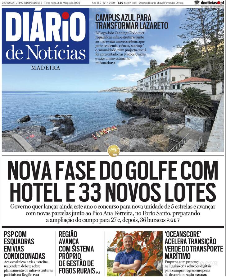 Capa Di�rio de Not�cias da Madeira - 2026-03-03