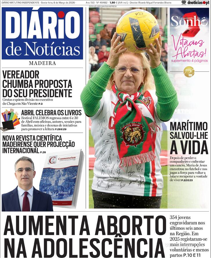 Capa Di�rio de Not�cias da Madeira - 2026-03-06