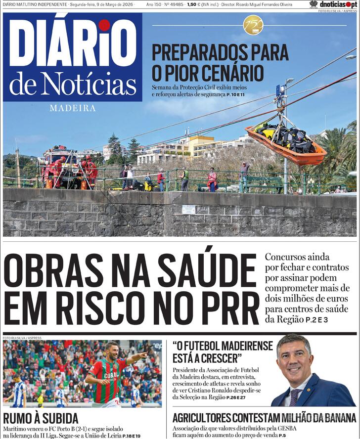 Capa Di�rio de Not�cias da Madeira - 2026-03-09