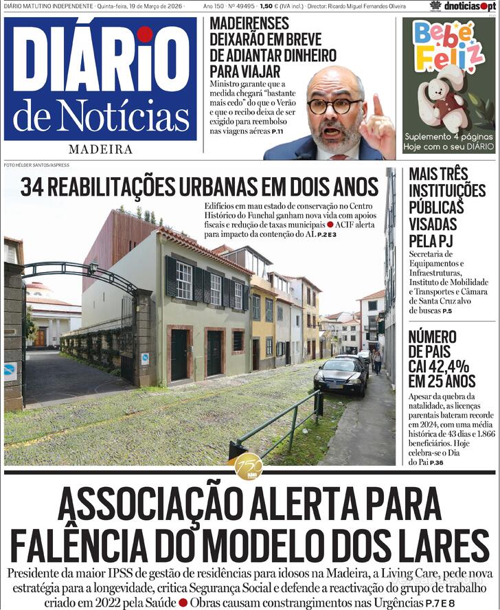 Capa Di�rio de Not�cias da Madeira - 2026-03-19