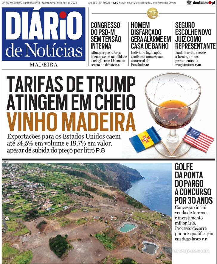 Capa Di�rio de Not�cias da Madeira - 2026-04-16