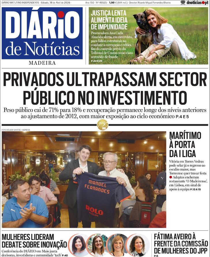 Capa Di�rio de Not�cias da Madeira - 2026-04-18