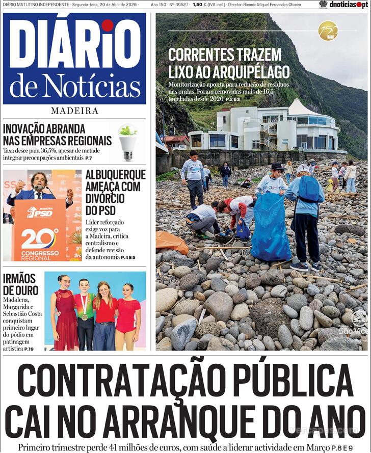 Capa Di�rio de Not�cias da Madeira - 2026-04-20