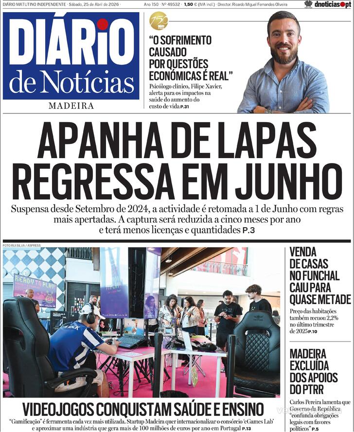 Capa Di�rio de Not�cias da Madeira - 2026-04-25