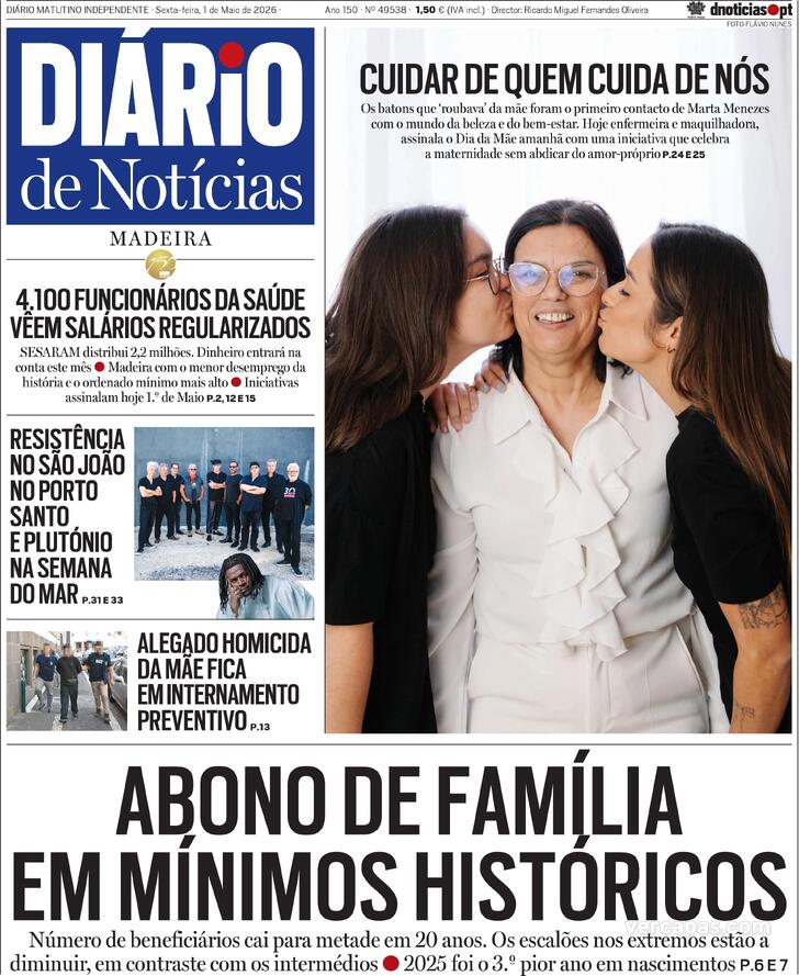 Capa Di�rio de Not�cias da Madeira - 2026-05-01