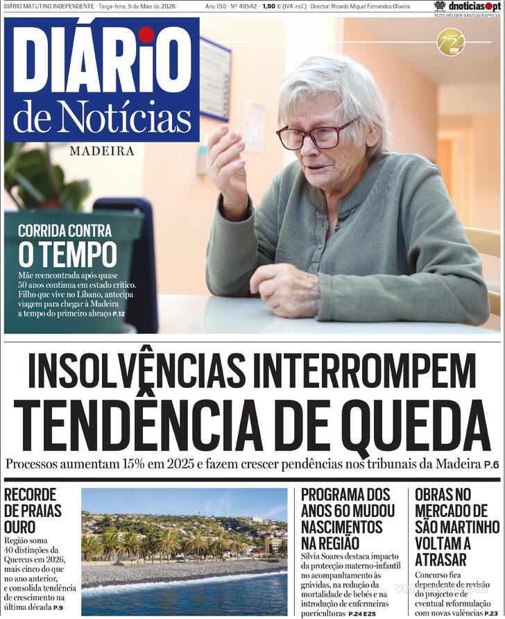 Capa Di�rio de Not�cias da Madeira - 2026-05-05