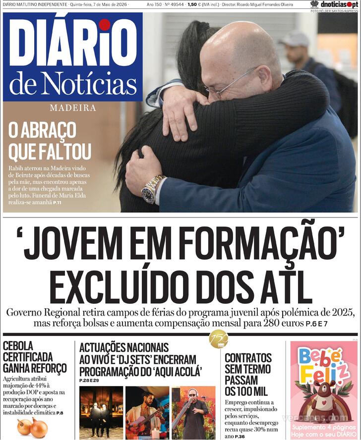 Capa Di�rio de Not�cias da Madeira - 2026-05-07