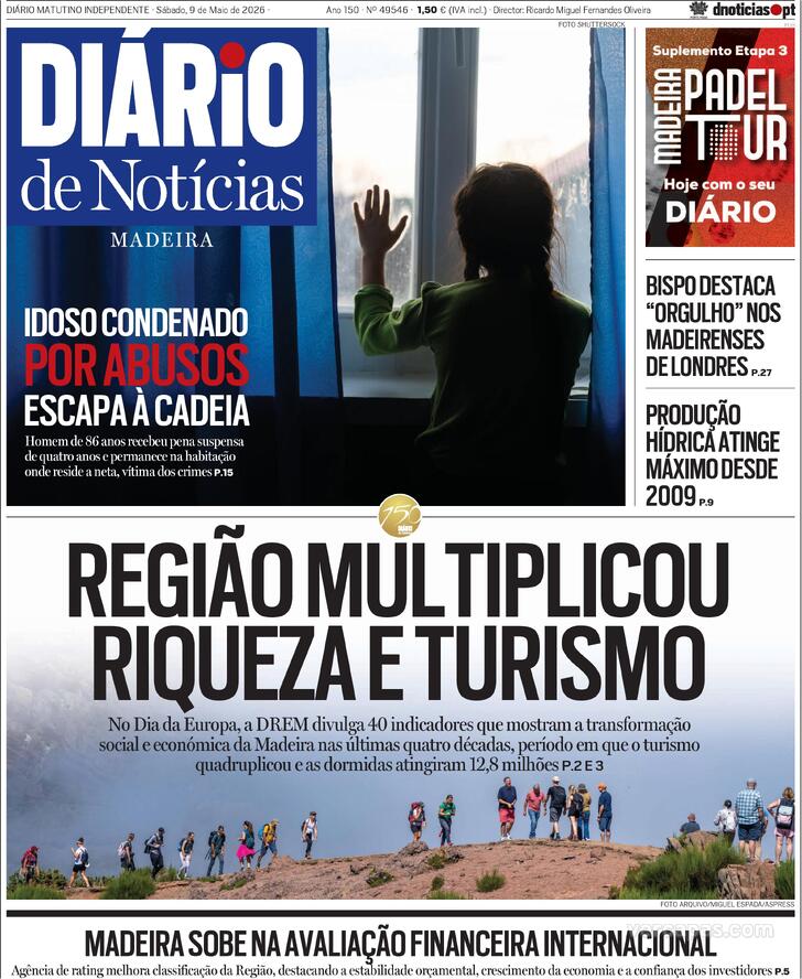 Capa Di�rio de Not�cias da Madeira - 2026-05-09