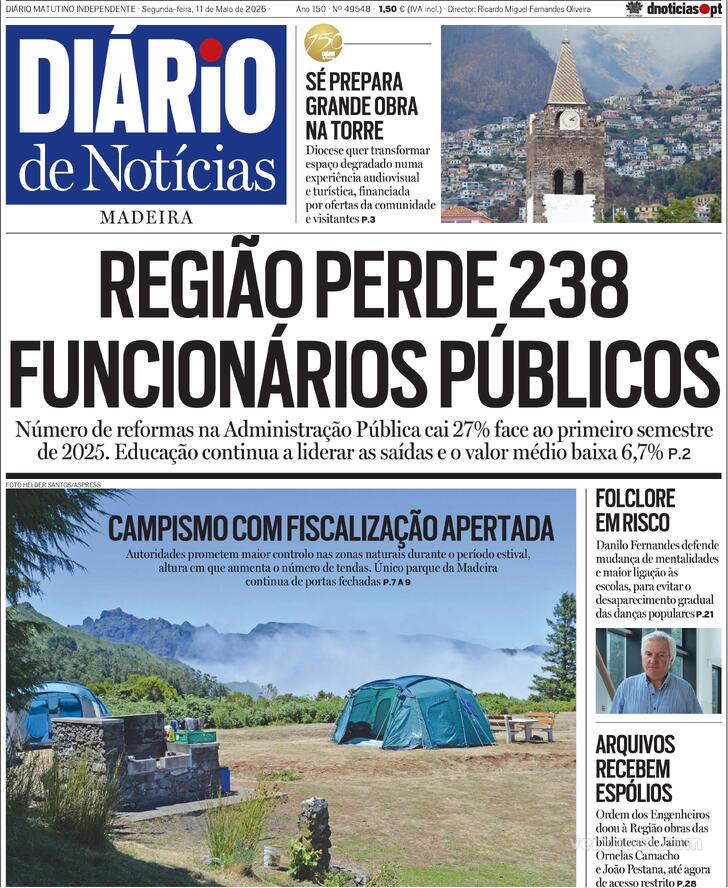 Capa Di�rio de Not�cias da Madeira - 2026-05-11