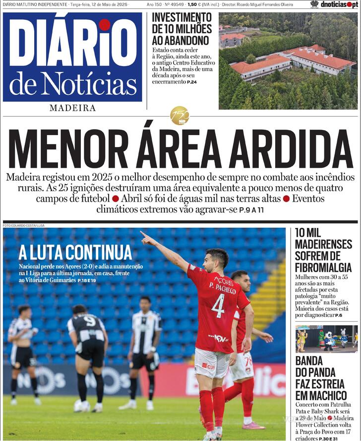 Capa Di�rio de Not�cias da Madeira - 2026-05-12