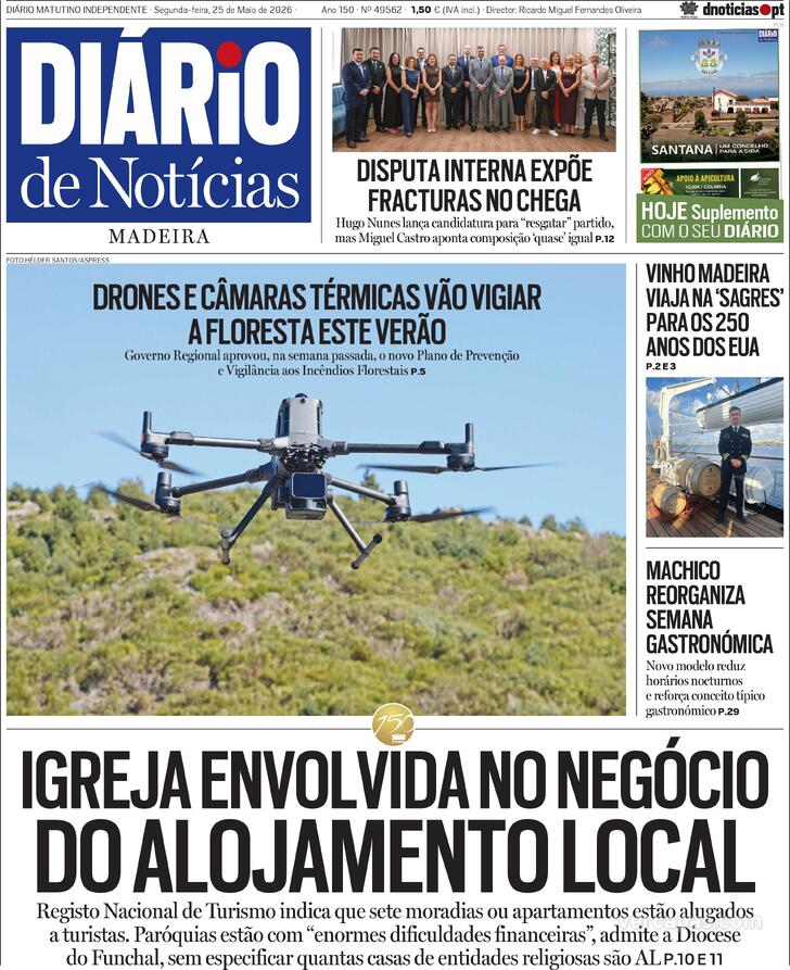 Capa Di�rio de Not�cias da Madeira - 2026-05-25